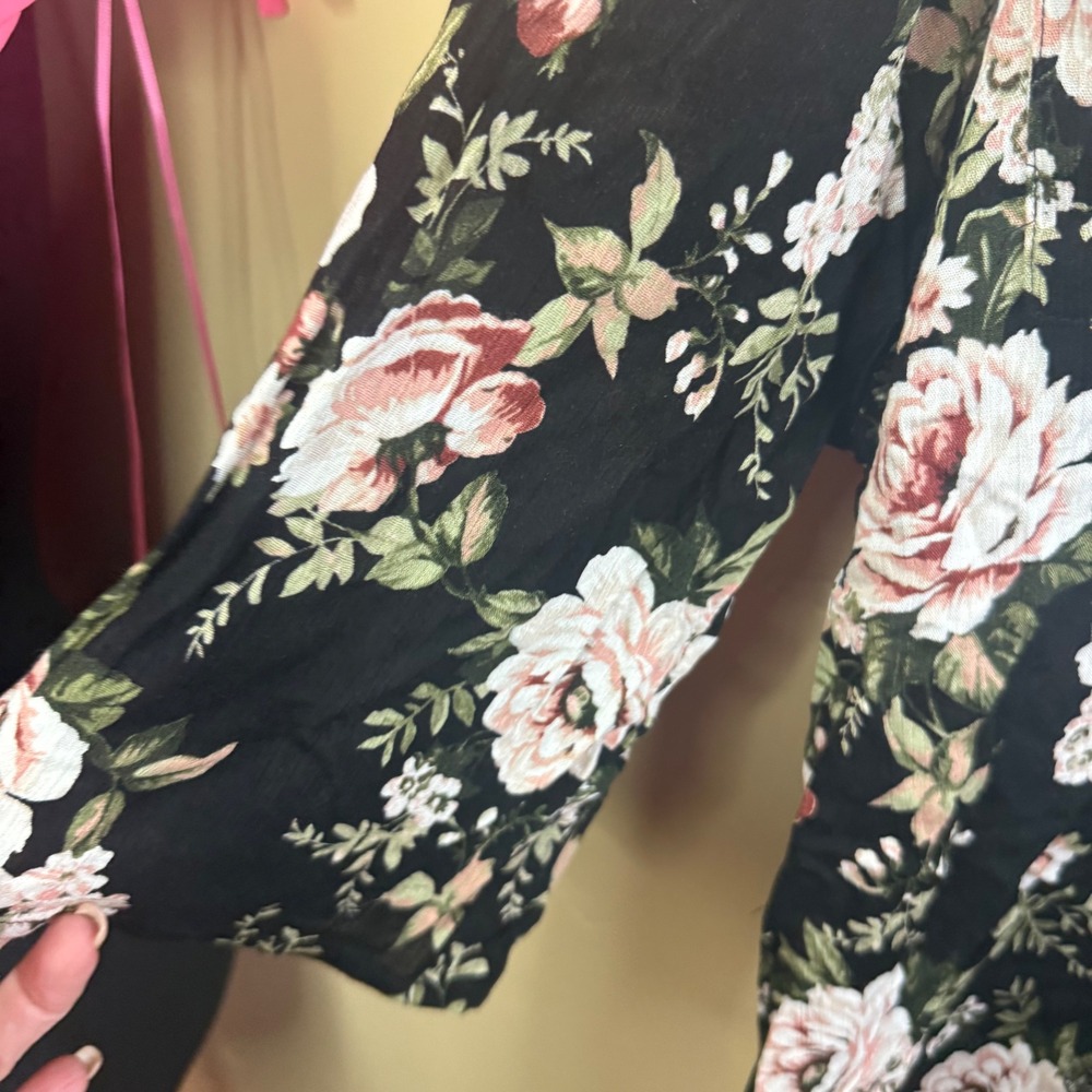 NWT Show Me Your Mumu Donnie Blk Rose Floral Trapeze Dress Size LG Keyhole Back - Picture 6 of 8